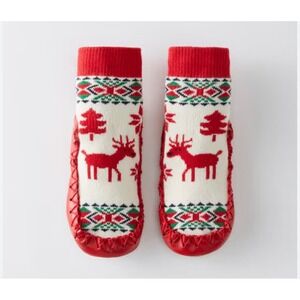 Hanna Andersson Kids Christmas Slipper Socks 2-4 Deer Trees‎ Holiday Red NWT